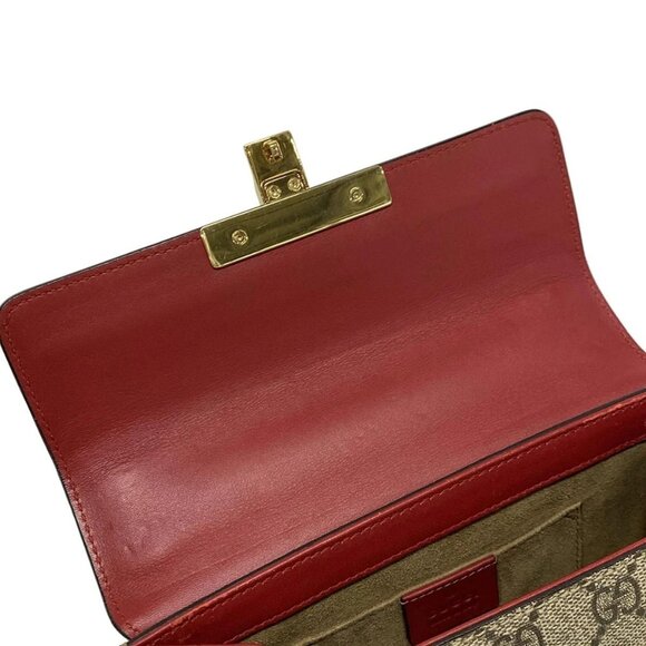 Auth GUCCI Padlock GG Small 409487 Dark Brown Red Multi PVC Leather Shoulder Bag - Picture 16 of 16